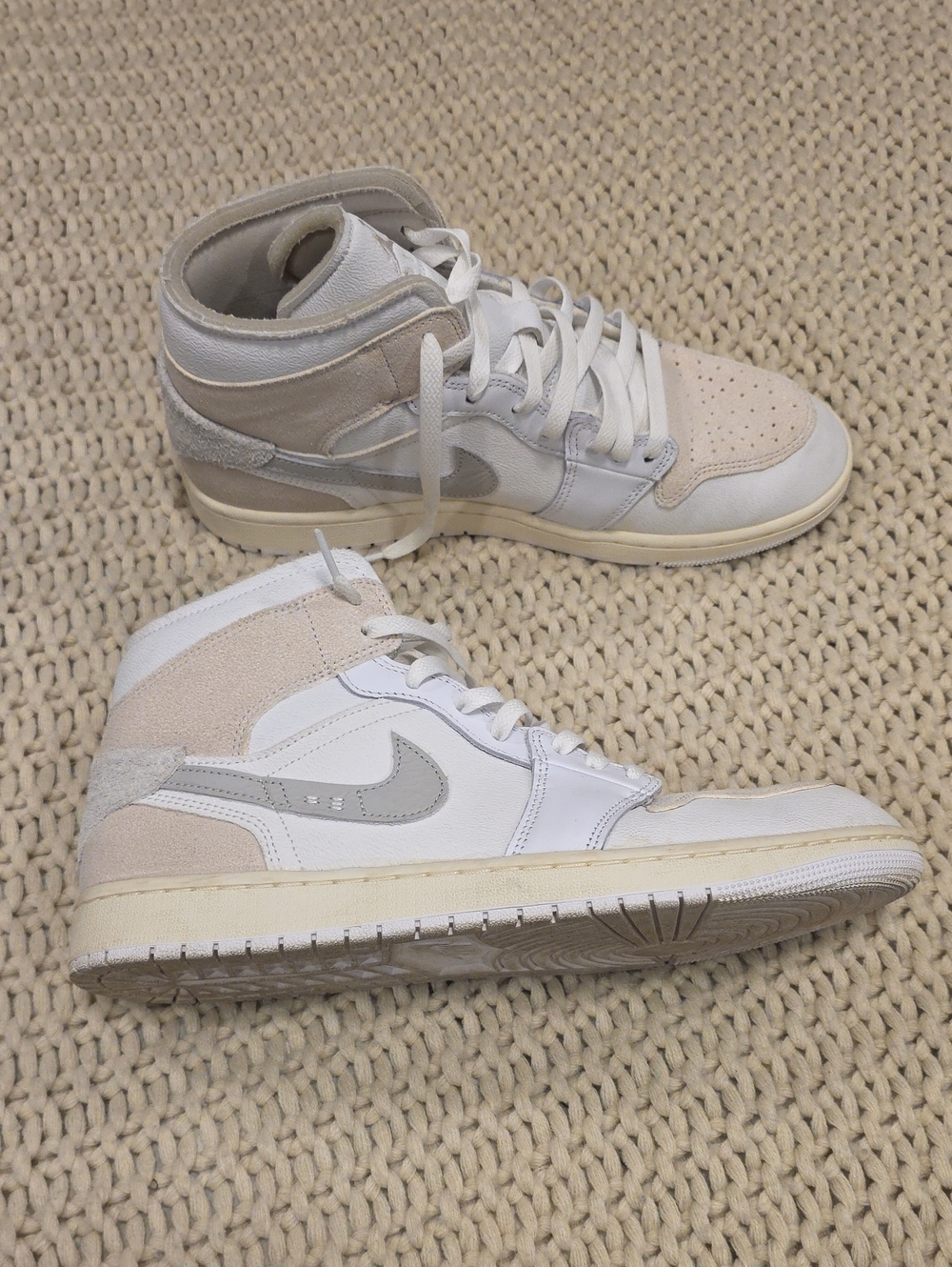 Nike Women’s High-Top Sneakers in White and Light Beige